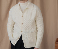 Fashionable Thick Cardigan Sweater Vintage Jacquard Jacket