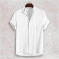 Men's Stand Collar Cotton Cardigan Short Sleeve Thin