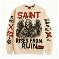 Mens Oversized, Loose-fit Pullover Sweatshirt With Long Sleeves