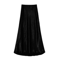 Women's Satin Midi Skirt High Waist Elastic Waistband Hand-tied Tie-dye Pattern