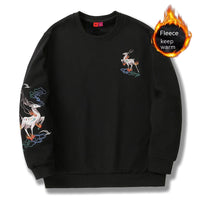 Fashion Embroidered Sweater Deer Round Neck Cotton Jacket Shirt