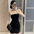 Retro Chic Sheath Off-shoulder Little Black Dress For Women