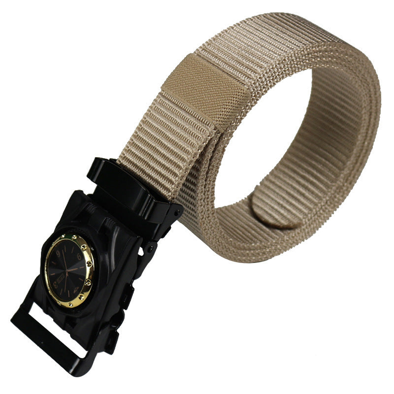 Men's Canvas Smooth Buckle Nylon Pressing Buckle Good Luck Comes Pant Belt