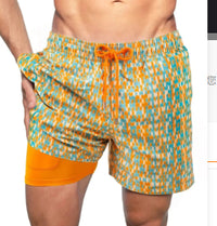 European And American Shorts Men's Beach Sports Pants Printed Double Shorts