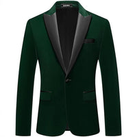 Men's Velvet Lapel Single-Buckle Suit Jacket