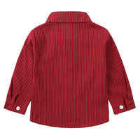 Children Striped Cotton Long Sleeve Shirt Bow Bib Gentleman Suit