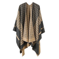 Thickened Cashmere-like Dual-use Geometric Tassel Scarf Cloak
