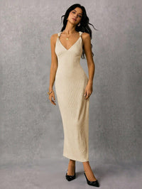 Pleated Waist-cinching Sheath Dress Slip Dress