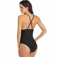 Sexy Cutout Ribbon Solid Color Slim Swimsuit