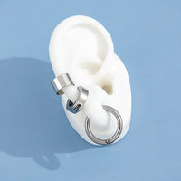 Ear Clip Stainless Steel Three-piece Set Glossy Ear Clip Street Simplicity Hip Hop Earrings For Men And Women