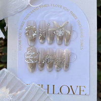 Christmas Cat Eye Flashing Snowflake Christmas Tree Heart-shape Lock Handmade Wear Armor