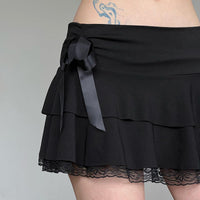 Women's Lace Stitching Bow Skirt