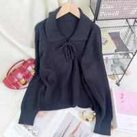 Women's Retro Lace-Up Long Sleeve Sweater