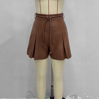 Womens Stylish Belted Waist-cinching Shorts Skirt