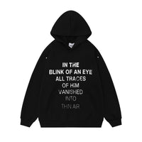 Letter Printed Loose Pullover Hooded Men