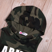 Boy Hooded Sleeveless Camouflage Suit