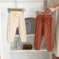 Baby Boys And Girls Rhombus Knitted Pure Beam Long Pants