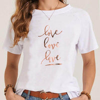 Women's Fashionable Simple Printed Short-sleeved T-shirt