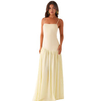 Solid-color Sleeveless Spliced Slip Dress With Slits And A Fitted Waist