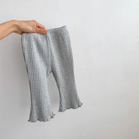 Girls' Fashion Casual Solid Color Stretch Pit Strips Bottoming Pants
