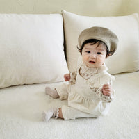 Embroidered Flower Jumpsuit For Baby Girls