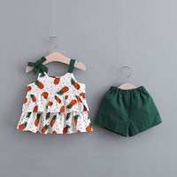 Children's Clothing Girls Sleeveless Suit Two-piece Blouse And Shorts