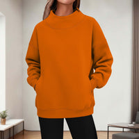 Womens Long-sleeve Turtleneck Casual Hoodie