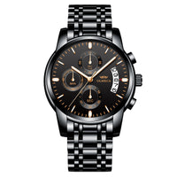 Butterfly Snap Steel Strap Multifunctional Men's Waterproof Luminous Watch