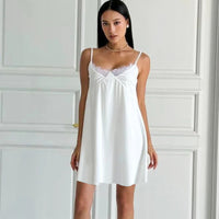 Women's Skin-friendly Soft Satin-and-lace Slip Nightgown