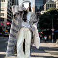 Retro Contrast Color Striped Hooded Sweater For Women
