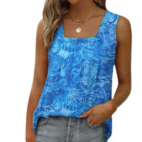 Round Neck Printed Casual Loose Short Sleeves Women's Top