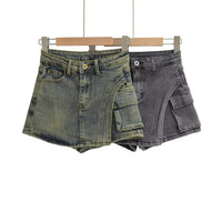 Hip-wrapped Denim Culotte Autumn Women's Asymmetric Hem