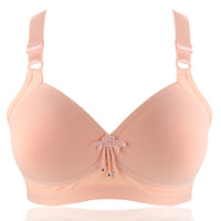 Thin Wireless Seamless Cotton Bra Large Size Cotton Full Cup Chest-flattering Small Mother Middle-aged And Elderly Women's Underwear