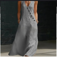 Womens Solid-Color Buttoned Tank Dress