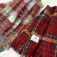 Autumn And Winter Warm Versatile Atmosphere Christmas Red Grid Scarf For Women