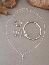 Metal Neckband Necklace Earring Bracelet Suit