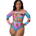 Gradient Lace-up Bikini Swimsuit Split European And American