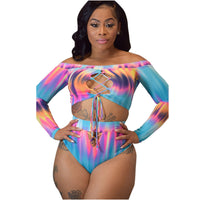 Gradient Lace-up Bikini Swimsuit Split European And American