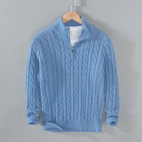Half-high Neck Thickened Thick Needle Men's Sweater Zip Loose Pullover Knitwear