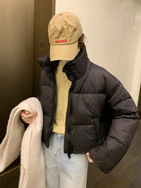 Womens Short Stand-collar Stylish American-style Down Jacket