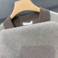 Men's Ice Silk Knitted Trendy Niche Contrast Color Lapels Short Sleeve