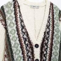 Fashion V-neck Sweater Jacquard Loose-fitting Coat
