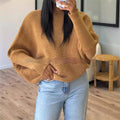 Round Neck Pullover Long Sleeve Batwing Shirt Fashionable Knitted Women's Sweater