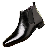 Leather Breathable Lychee Pattern High-top Shoes