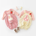 Infant Fashionable Cartoon Bunny Suspender Pants Baby Striped T-shirt Two-piece Set