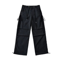 Lace-up Loose-fit Slimming Straight-leg Wide-leg Casual Pants