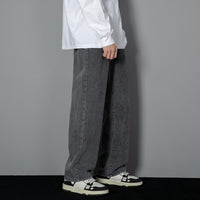 Men's Slimming Leisure Hong Kong Style Denim Straight-leg Pants