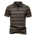 Striped Lapel Men's Polo Shirt Fashion