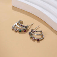 Retro Fashion-forward Niche-design Metal Multi-layer C-shaped Stud Earrings