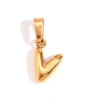 Minimalist Temperament Stainless Steel Plated 18K Gold Mini Bubble Letter Pendant